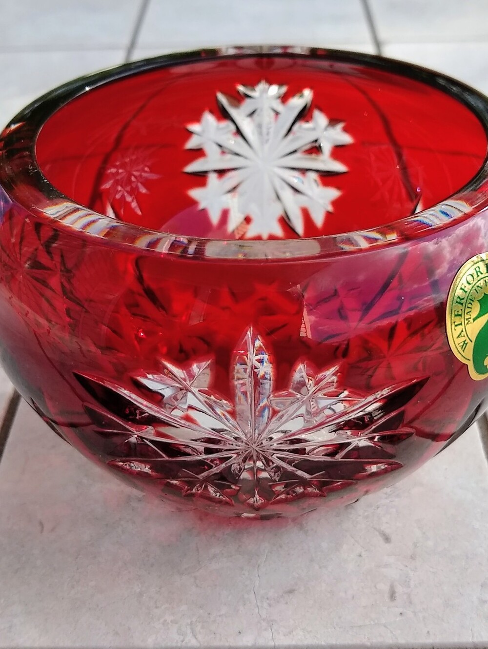 Waterford Ruby Red Snowcrystals Votive/Bowl